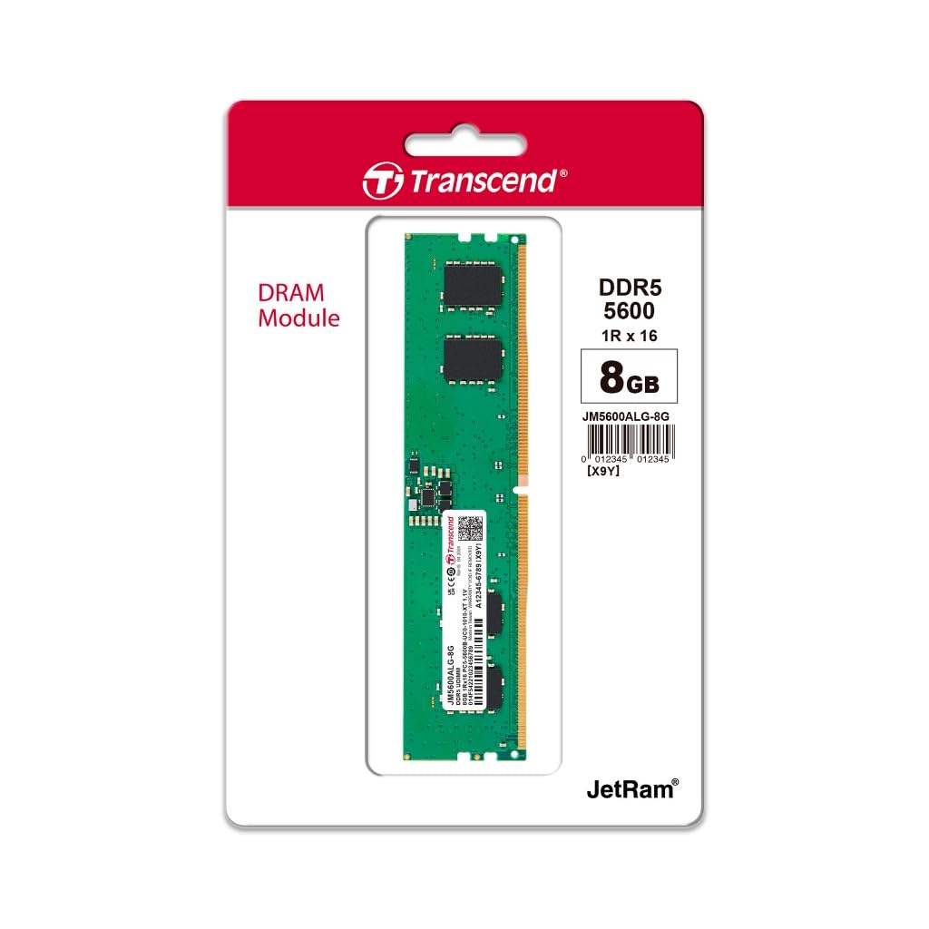 Transcend JetRam DDR5 5600 MHz U-DIMM CL46 1.1V Desktop RAM | 8GB, 16GB, 24GB, 32GB, 48GB Transcend JetRam DDR5 5600 MHz U-DIMM CL46 1.1V Desktop RAM | 8GB, 16GB, 24GB, 32GB, 48GB
